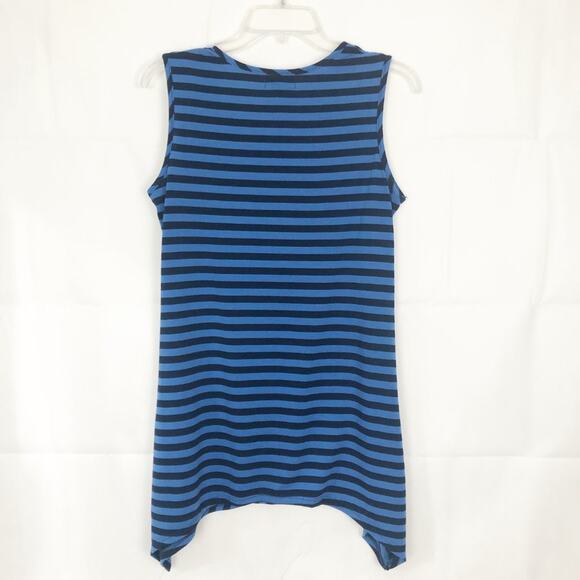 Indigo Sharkbite Hem Asymmetrical Striped Top Size Medium - Picture 6 of 10